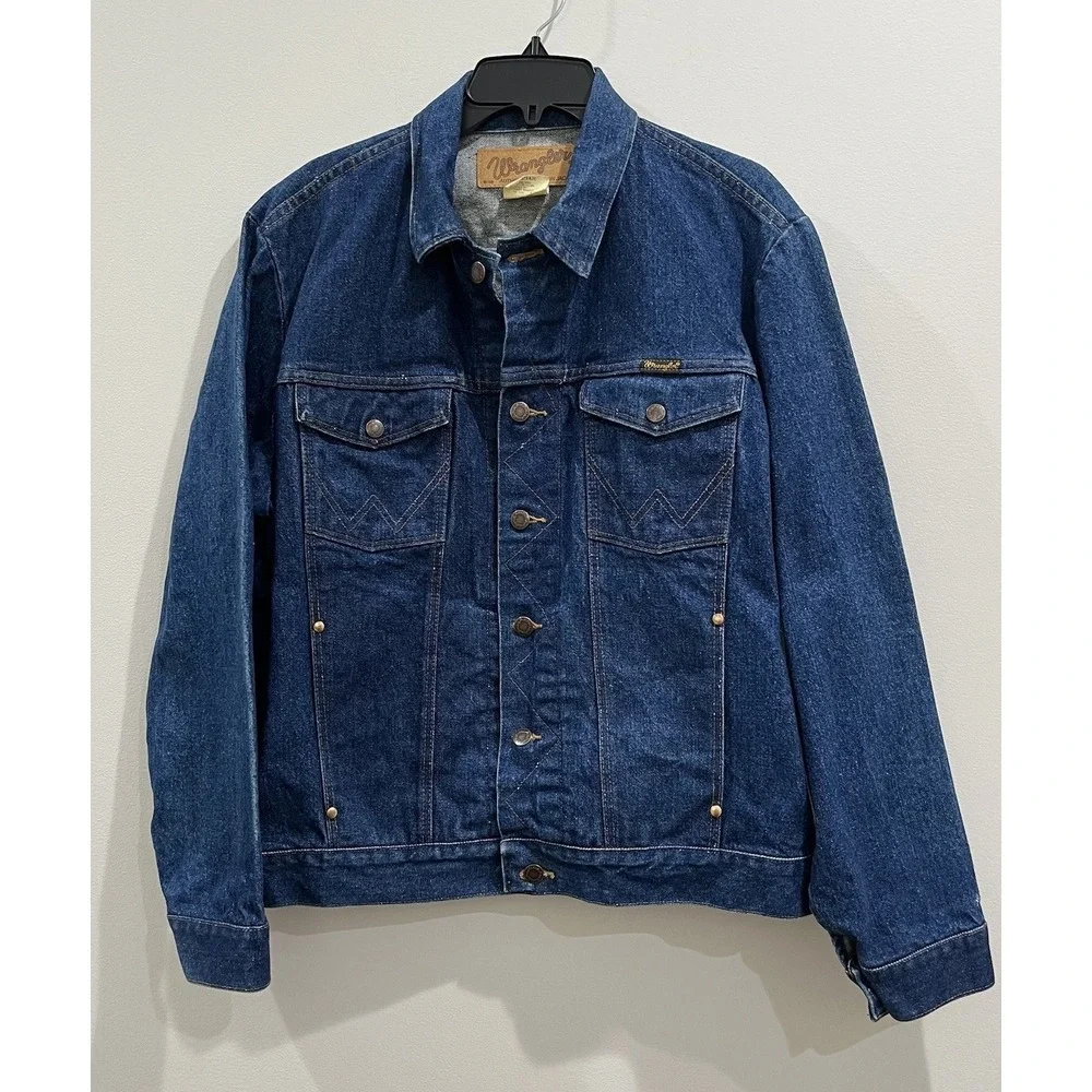 Vintage Wrangler Denim Western Trucker Jacket Coat Size 42 80s 90s M159 74140NV